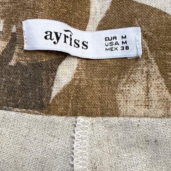 Ay Riss Women’s Gray & Brown Leaf Print High-Waisted Shorts Size M - Picture 7 of 9